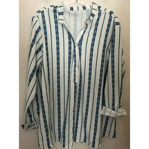 Biucly Women's Striped V Neck Button Down Cuffed S